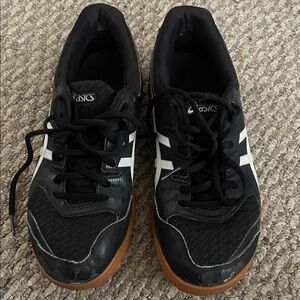ASICS Women’s Black and White Athletic Shoes with Brown Sole